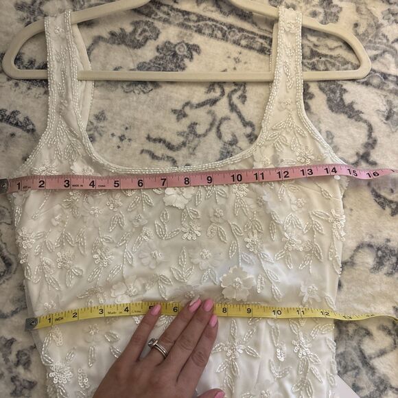 Lulus Extraordinary Glamour 3D Floral Beaded Backless Maxi Wedding Dress Size XS - Picture 7 of 11